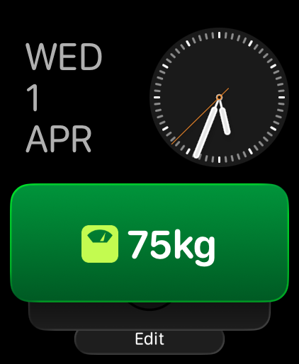 Apple Watch Smart Stack showing HealthFace weight complication